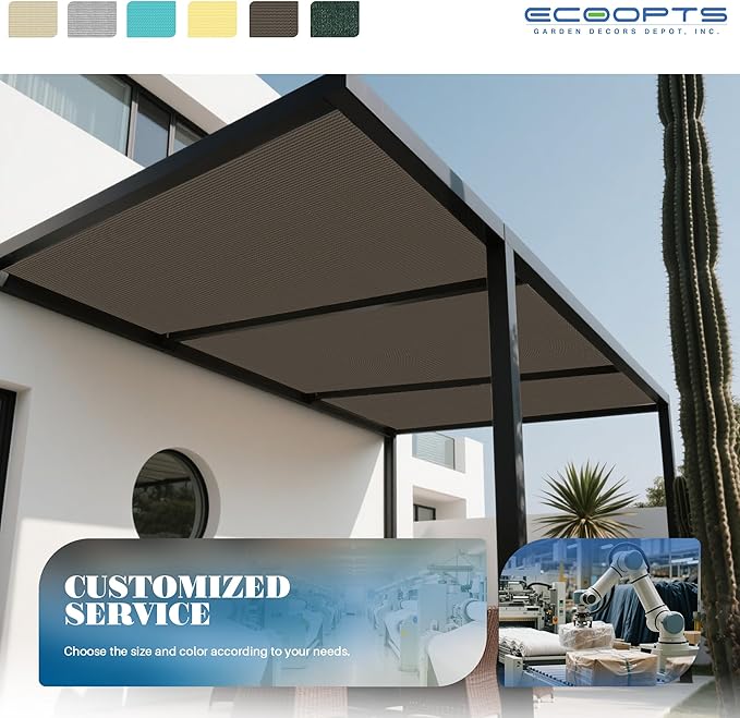 ECOOPTS 6'x35' Sun Shade Roll, Sun Shade UV Blockage Cover for Outdoor Backyard Patio Pergola Greenhouse Plants (Brown)