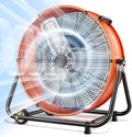 LifePlus 30" Industrial Drum Fan, 14000 CFM High Velocity 3-Speed Heavy Duty Metal Air Circulator with 360° Tilt, Casters Handle for Warehouse Factory workshops Patios Garage, Orange