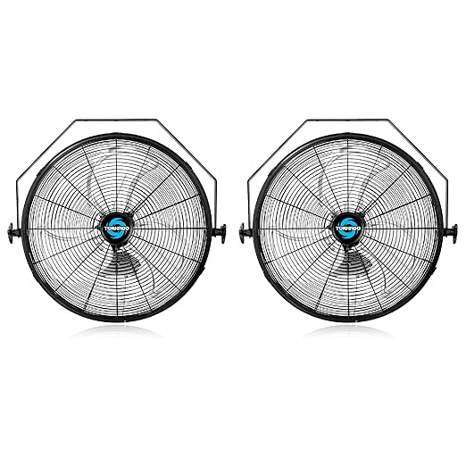 Tornado 2 Pack 18 Inch High Velocity Industrial Wall Fan with TEAO Enclosure Motor - 4000 CFM - 3 Speed - 6.5 FT Cord - Industrial, Commercial, Residential Use - UL Safety Listed