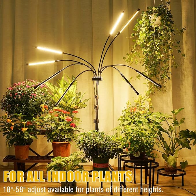 Grow Lights for Indoor Plants [ 8 in1 ] 400 LEDs, Full Spectrum Plant Lights for Indoor Growing with Tripod Stand, Auto On/Off Timing 4/8/12H, Plant Grow Lights Indoor.