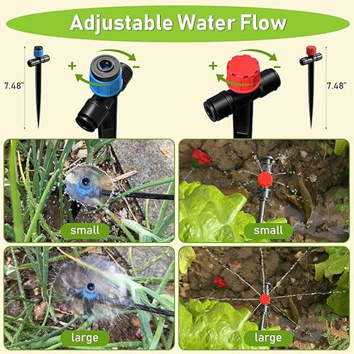 118FT Drip Irrigation System, Garden Watering System, Quick-Connect Drip Irrigation Kit for Lawn Raised Bed Greenhouse, Plant Watering System with 1/4'' Drip IrrigationTubing, Drip Emitters,Connectors
