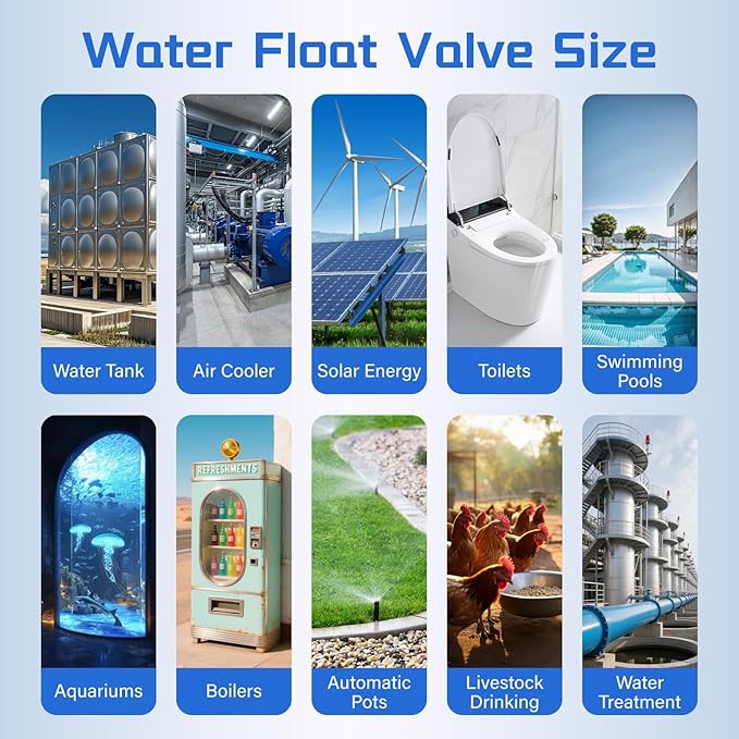 2Pcs 1/2" Top Inlet Water Float Valve, Automatic-Control Water Level Valve, Lightweight Aquapulse Control Tools for Livestock Water Tank Swimming Pool,Aquaculture,Garden Irrigation Systems