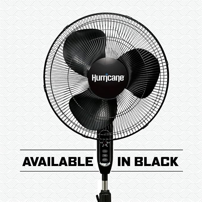 Hurricane 16" Supreme Oscillating Stand Pedestal Fan with Remote for Home, White - Standing Electric Air Cooling Unit for Indoor Room, Garage, Workshop, Shed, and Greenhouse