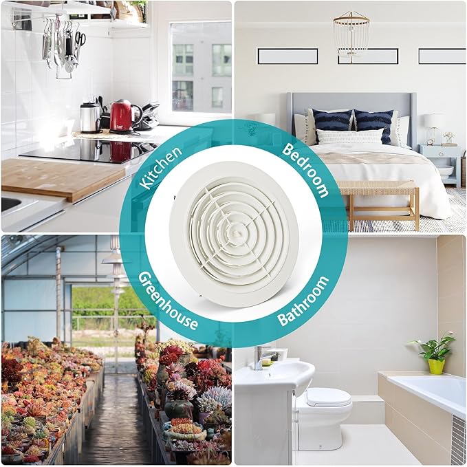 HG POWER 8 Inch Soffit Vent，Round Air Vent Cover with Louver, ABS Adjustable Ceiling Vent Covers for Living Room, Bathroom, Kitchen, Greenhouse, Ventilation System, White - Opening Size 7.28"