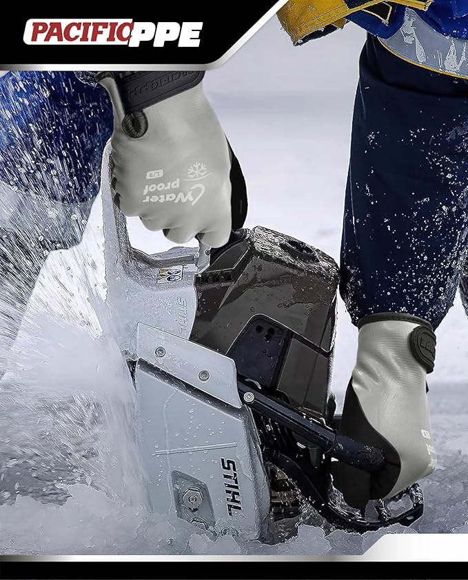 PACIFIC PPE Winter Work Gloves for Men and Women, 100% Waterproof Thermal Insulated Freezer Gloves for Cold Weather, Super Grip, Grey, 2X-Large