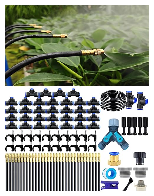 Drip Irrigation System,Automatic Garden Watering System, 360 Degree Adjustable Garden Sprinkler, High Output Mist Spray Nozzle for Potted Plants, Easy Connect & Rotating Head, Customizable Water Flow