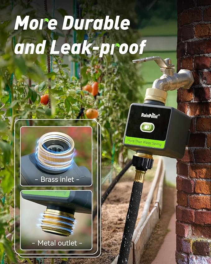 RAINPOINT WiFi Water Timer WiFi Sprinkler Timer Smart Irrigation System for Garden Lawn Yard Brass Inlet Outlet Gateway APP Voice Control