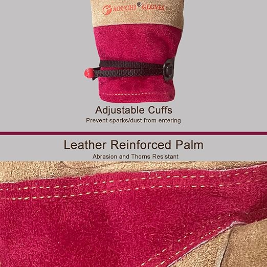 Leather Gardening Gloves for Women - Working Gloves for TIG/MIG Welding, Construction, Farm, Best Garden Gifts & Tools for Gardener (Large)