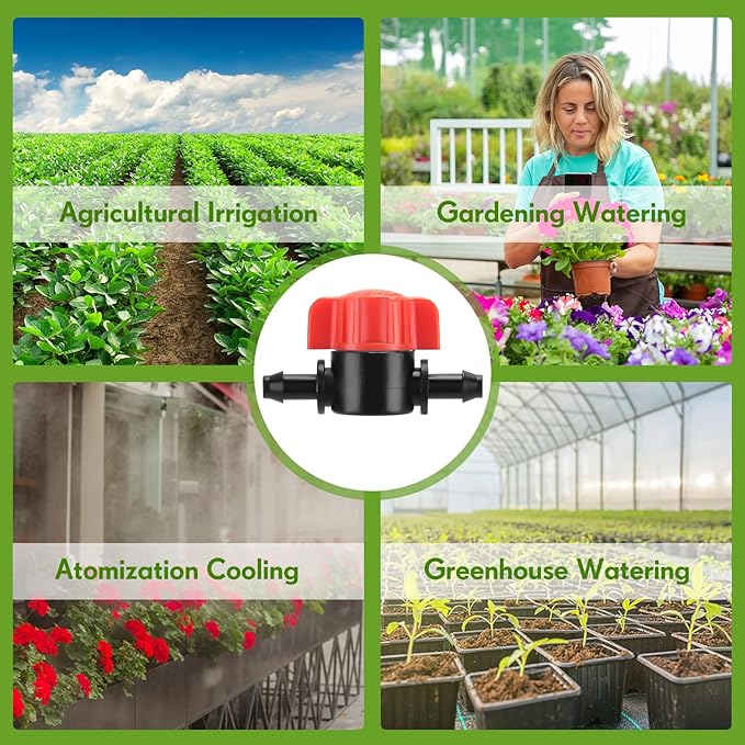 50 Pcs 1/4 Inch Barbed Shut off Valve Drip Irrigation Tubing Coupling Valve Universal Drip Irrigation for 1/4" Tubing Greenhouses Flowers Beds Lawns Farmland(Orange,Barbed Shut off Valve)