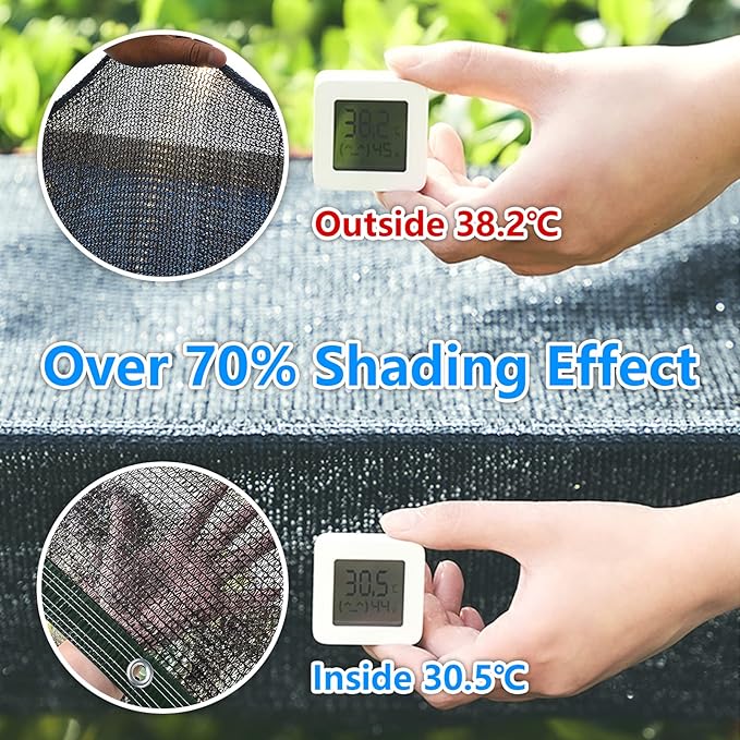 70% Black Shade Cloth for Garden, 10x12FT Resistant Garden Sun Shade Net, Durable Mesh Shade Tarp with Reinforced Grommets for Greenhouse, Plant, Chicken Coop, Pergola,Canopy (10ft*12ft)
