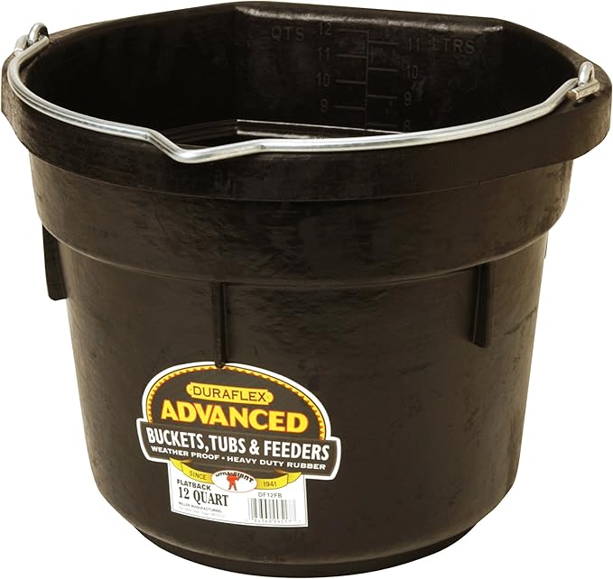 Little Giant Flat Rubber Bucket Rubber Flat Back Bucket (12 Quart) (Item No. DF12FB)