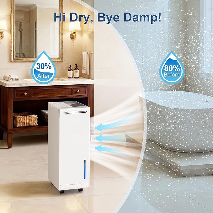 5500 Sq.Ft Dehumidifier for Basement for Whole Home with Drain Hose 100 Pint, Portable Big Dehumidifiers, 1.6GAL Water Tank, Auto Defrost, Smart Humidity Control, Energy Efficient&Quiet for Bathroom