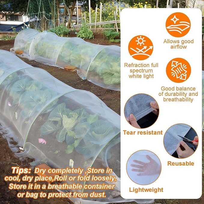Plant Sun Protection Cloth, 10 x 12 Ft Non-Woven Garden Shade Cloth Cover White Refraction Sunshade Fabric Blanket Outdoor Bug Netting Sun Block for Protecting Vegetable Seedling from Direct Sunlight
