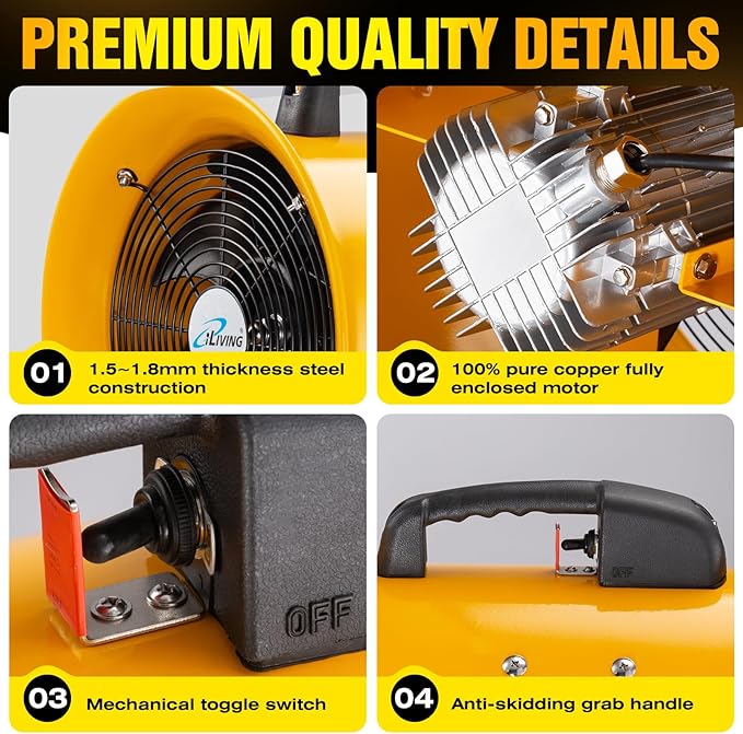 iLiving Utility High Velocity Blower, Fume Extractor, Portable Exhaust and Ventilator Fan (Utility 10")