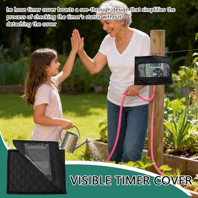 Sprinkler Timer Cover - Insulated Anti-Freeze Faucet Protector | Adjustable Waterproof Sleeve with Visible Window, Thick Thermal Insulation for Winter Outdoor Pipe Protection, Garden Yard Driveway Use
