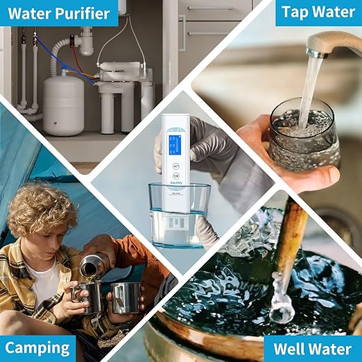 6 in 1 Digital Water Tester for Drinking Water, Lab Grade TOC/COD/EC/UV275/Temp/TDS Meter Digital Water Tester and Calibration Solution for Home, RV, Camping, Well, Tap Water