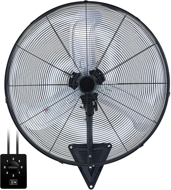 30" Wall Mount Fan, 9500CFM Heavy Duty Wall Fan with 3-Speed & Adjustable Tilt, 30 Inch High Velocity Industrial Oscillating Fans for Garage, Factory, Patio, Indoor, Porch, Shop & Commercial Use