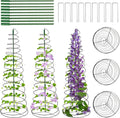 3 Pack 53.6" Spiral Plant Support Stakes, Adjustable Metal Pea Trellis for Climbing Plants, Garden Support Rings with 9 Extension Rods & 9 Ground Stakes for Potted Plants, Vegetables, Flowers,Peas