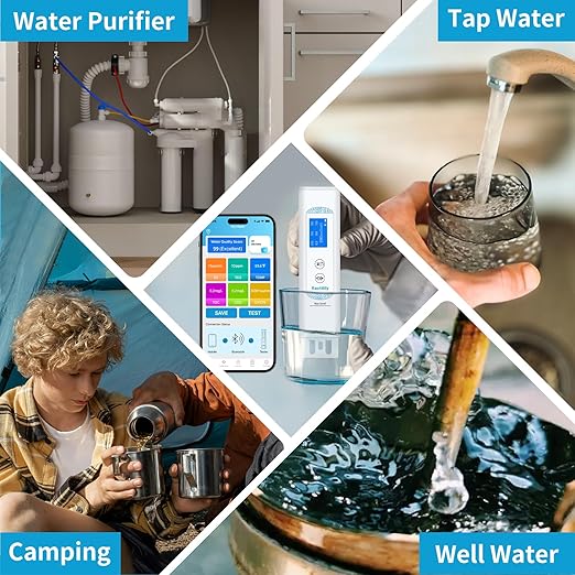 6 in 1 Water Tester for Drinking Water with App, Digital TDS, EC, TOC, COD, UV275 & Temperature Meter, Lab-Grade Water Quality Tester with Data Logging & Export for Home, RV, Camping, Well & Tap Water