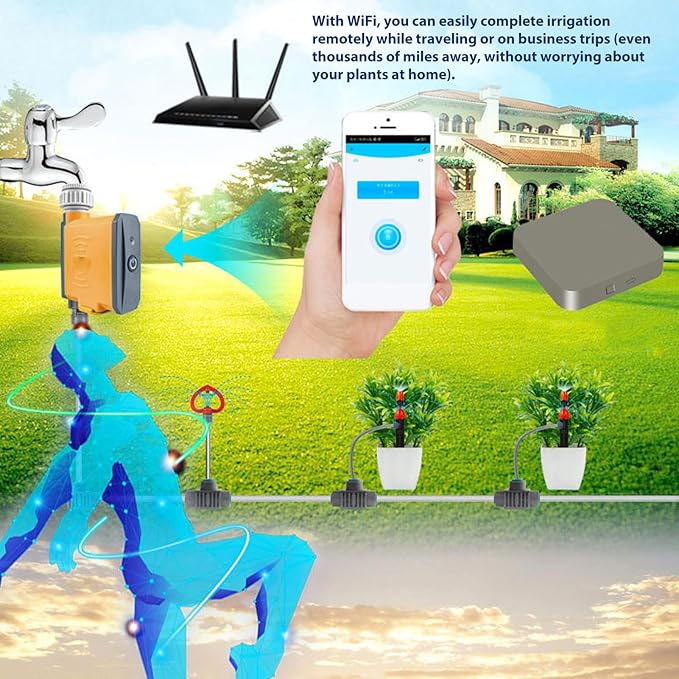 Pwshymi Sprinkler Timer, Remote Control Automatic Watering Timer with Timer Function, Smart Hose Timer, for Garden Irrigation, Black, Compact Size, 1-Pack