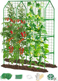 65" Cucumber Trellis for Climbing Plants Outdoor, Metal Garden Trellis for Raised Bed, Plant Support Structures with Netting for Cucumbers Tomatoes Beans Peas (50 * 17 * 65inch(L*W*H), Trellis)