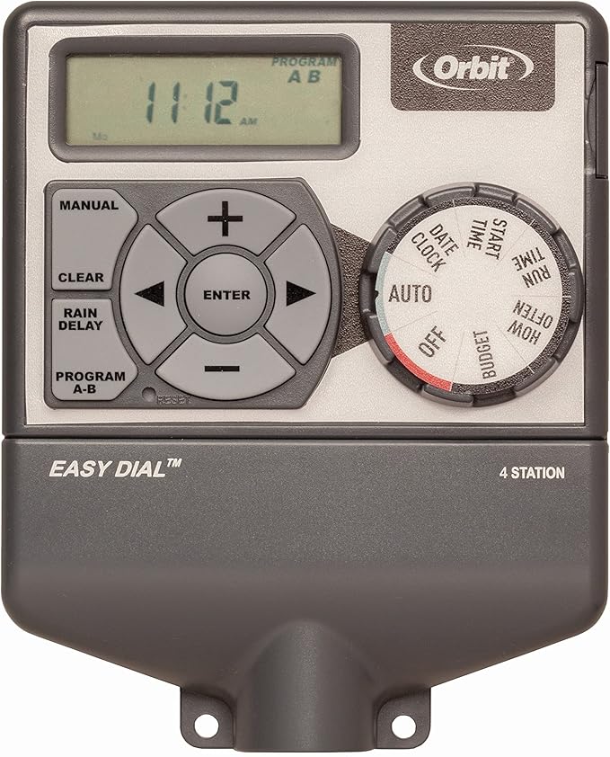 Orbit Easy Dial 4-Station Irrigation System Controller, Indoor, Grey, 28964