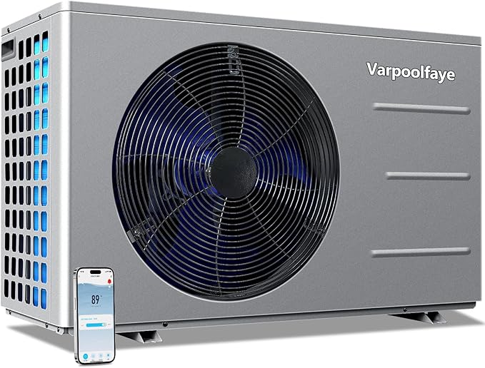 30,000 BTU Swimming Pool Heat Pump - Electric Pool Heater for Above Ground and Inground Pools up to 8,000 Gallons, 110V-120V Pool Heater with WiFi App Control, Heating & Cooling Modes