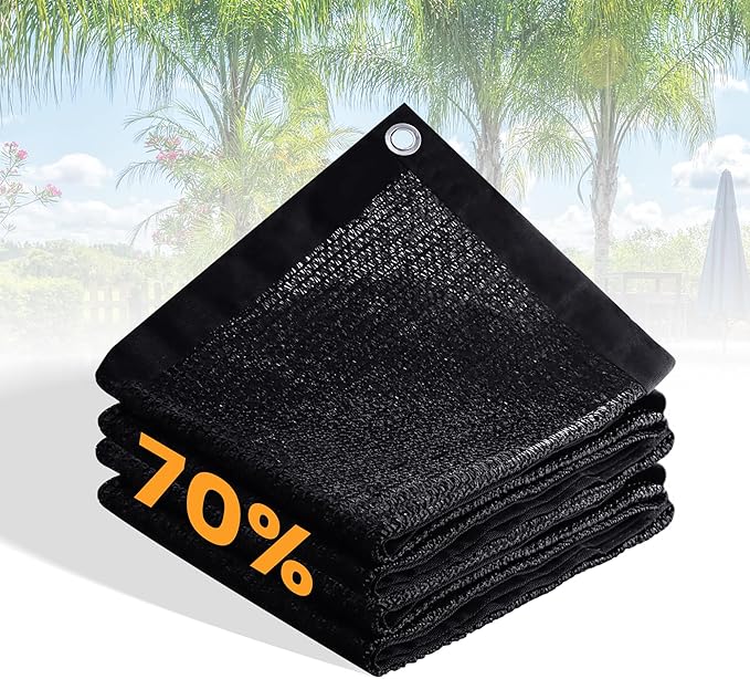 VICLLAX 70% Customized Black Garden Shade Cloth Sun Shade Fabric – UV Resistant Durable Sunblock Netting for Plants, Outdoor Patio, and Greenhouse Coverage, 10x10 FT
