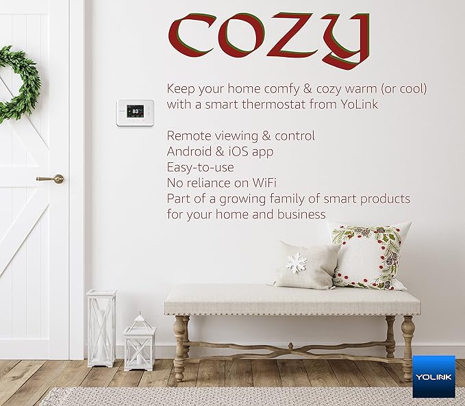 YoLink Smart Thermostat, Now Heat Pump Compatible, Android & iOS App, YoLink Hub or SpeakerHub Required