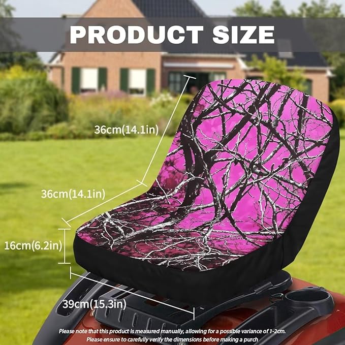Waterproof Cover for Riding Lawn Mower Seat,Purple Hunting Universal Tractor Outdoor Seat Cover with Pockets, Seat Cover for All Weather Conditions