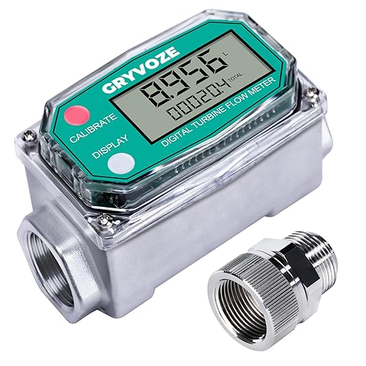 3/4 Inch Water & Fuel Flow Meter with 3/4 Inch Swivel 360 Connector, for 0.8-13.2 GPM Inline NPT Thread ±1% Accuracy Flowmeter for Diesel, Gas Oil, Gasoline, and Other Liquids