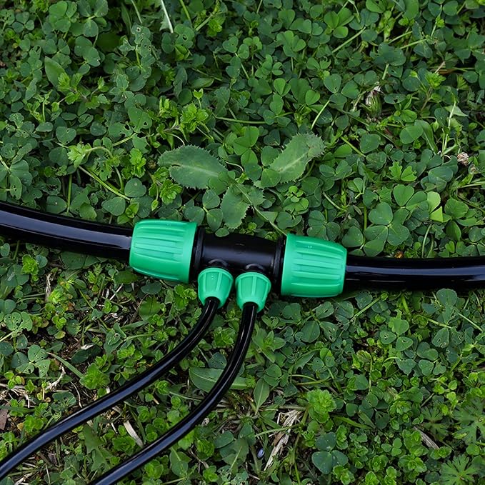 10 Pcs 1/2 to 1/4 inch Garden Hose Tubing Irrigation Fittings,4-Way Anti-Leak 1/2'' to 1/4'' Locked Barbed Drip Irrigation Tee Connectors (1/2"IDx0.6-0.63"OD) 1/2'' to 1/4'' Irrigation Tubing Fitting