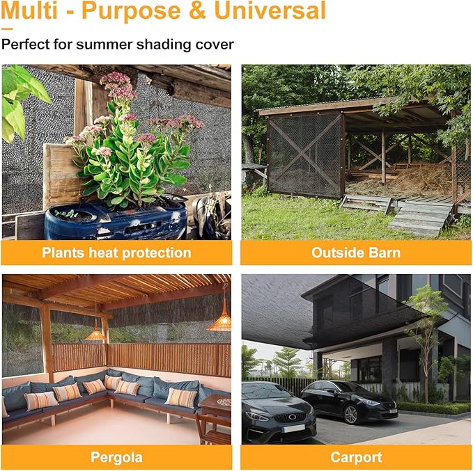 UCINNOVATE 10x13 FT Sunblock Shade Cloth 70% Sunshade Fabric Mesh Tarp with Grommets, Durable Shade Net UV Resistant Sunscreen for Plants, Shade Mesh Netting for Greenhouse Awning Pergola Dog Kennel