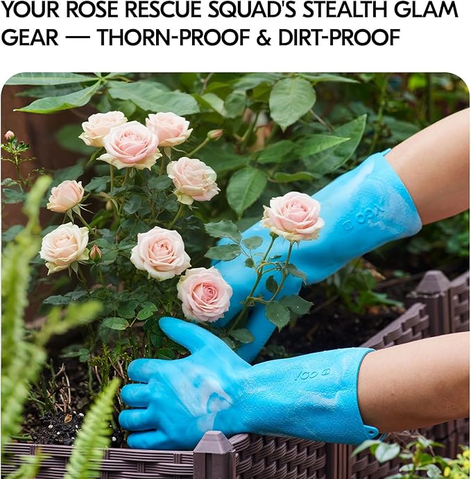 Vgo... Extra Long Gardening Gloves,Double-layer,Waterproof,Slip-Resistant,Chemical-Resistant Glove for Gardening,Outdoor Work(TP1117)