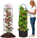 Large Trellis, Garden Obelisk Trellis for Climbing Plants Outdoor, 55" Metal Trellises for Tomato Cucumber Clematis Rose Vine Support, Heavy Duty Round Cage Stand for Grow Bag Raised Bed Yard, 2 Pack