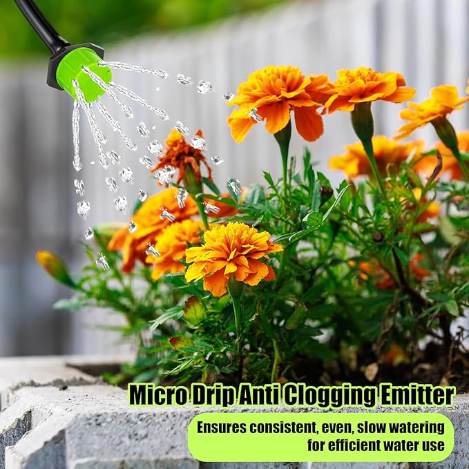 Yaocom Sprinkler Irrigation Drippers, 1/4 Inch Barbed Drip Emitter, 360 Degree Watering Adjustable Suitable Anti-Clogging Drippers for 4mm/7mm Garden Watering Tubing System(Green,400 Pcs)
