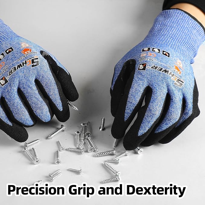 Schwer A4 AIR-SKIN Cut Resistant Work Gloves with Extreme Lightweight & Thin, Grip Glove for Fishing, Refined Work, Gardening Gloves for Yard, Touchscreen, 3D-Comfort Fit, Men Women Gifts, AR3900, L