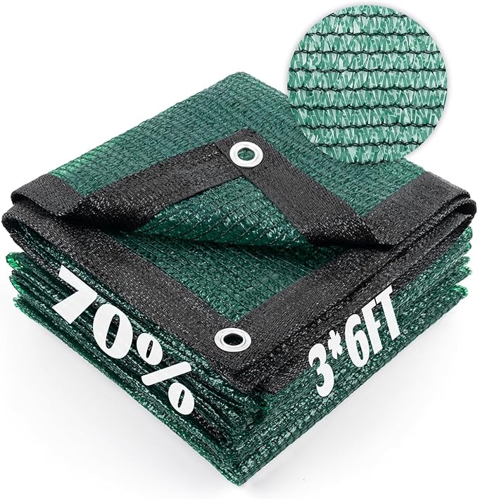 Cool Area 70% Sun Shade Cloth Mesh Tarp with Grommets for Plant Cover 3x6ft Patio Canopy Garden Pergola Greenhouse Car Barn Kennel Dark Green