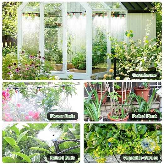 100FT Drip Irrigation System Kit, Automatic Watering System with 30 Adjustable Nozzles & 30M 1/4" Tubing – DIY Solution for Gardens, Greenhouses, Patios & Lawn – Effortless Plant Care + Water-Saving