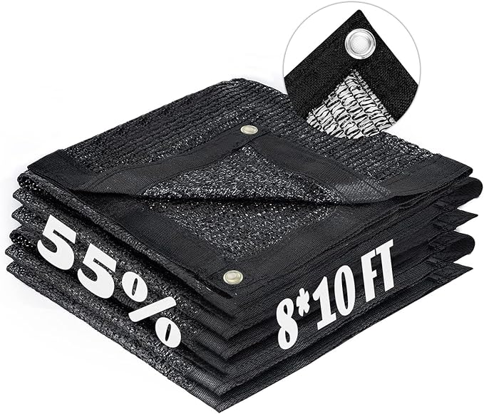 LOVE STORY 8x10FT 55% Black Shade Cloth Sun Shade Net with Grommets Sunblock Net Mesh Tarp for Garden,Plants Cover,Greenhouse and Patio