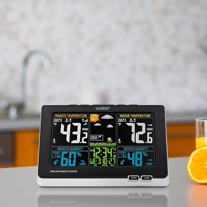 La Crosse Technology 308-1414MB-INT Wireless Color Weather Station with Mold Indicator, Black