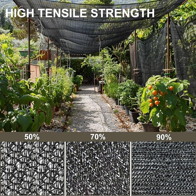 BeGrit Shade Cloth for Garden 70% 6x6.5ft with Grommets Sunblock Sun Mesh UV Resistant Net for Plants,Greenhouse,Patio,Chicken Coop(Black)