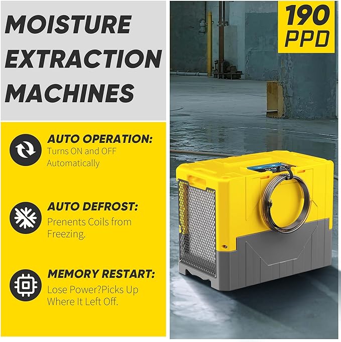 190Pints High Efficiency Commercial Dehumidifier for Basements-6000 Sq.Ft. Industrial Grade Dehumidifiers with Pump & Drain Hose for Crawl Spaces Water Damage Restoration-Auto Defrost-2PC