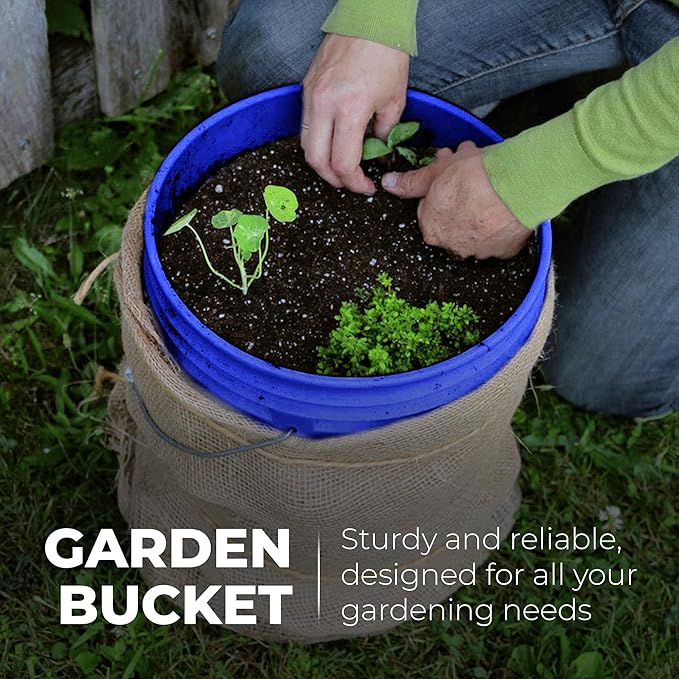 5-Gallon Blue Bucket Pail Container with Lid | Metal Handles with Plastic Grip for Easy Carrying | Multi-Use | Easy Stack and Store | Heavy-Duty Extra Durable | Food Grade | BPA Free - 1 Pack