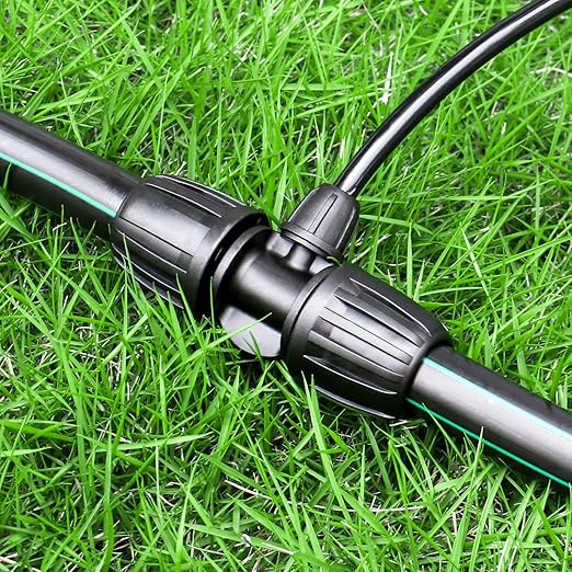 Drip Irrigation Fittings: 1/2 Inch Drip Tubing (1/2" ID x 0.65" OD) to 1/4 inch Irrigation Tubing Anti-Drop Locked Barbed Reducing Tee for Gardening Landscape (Pack of 10)