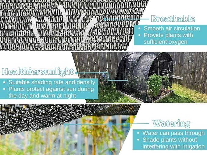 BeGrit 30% Shade Cloth Plant Cover Sunblock Sun Shade Net Sun Mesh with Ties for Garden Flower Plants 10ft x20ft