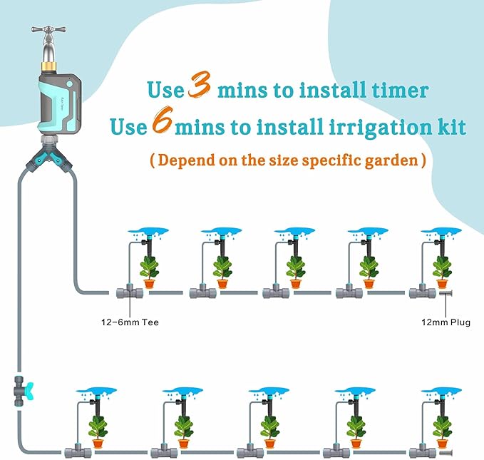 Smart WiFi Sprinkler Timer with 1666 Feet RF Gateway, Brass Inlet Water Timer for Garden Hose, App Remote Control with Alexa, Rain Delay and Manual Mode for Garden and Lawn.