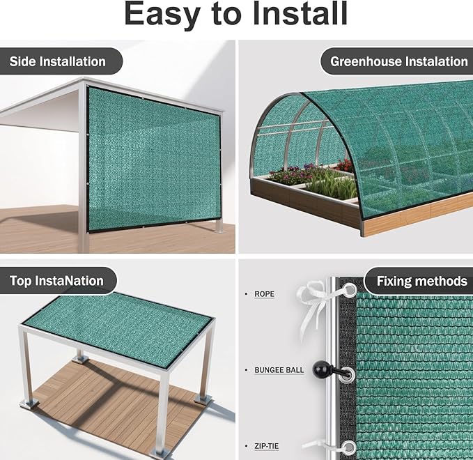 SUNNY GUARD 85-95% Sun Shade Cloth, 20 x 48 FT Green HDPE Mesh – Breathable Garden Shade Cover for Plants, Vegetables, Greenhouse, Patio, Chicken Coop & Dog Kennel