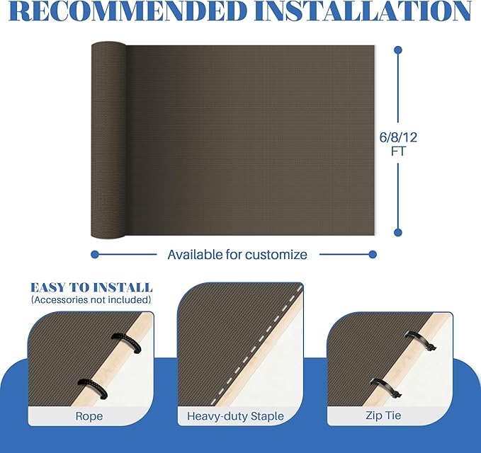 ECOOPTS 6'x131' Sun Shade Roll, Sun Shade UV Blockage Cover for Outdoor Backyard Patio Pergola Greenhouse Plants (Brown)