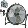 iLiving 18" Rechargeable Battery Operated Camping Floor Fan, High Velocity Portable Outdoor Fan with Metal Blade, With Built-in Lithium Battery for Whole Day Usage, 18 Inches, Military Green